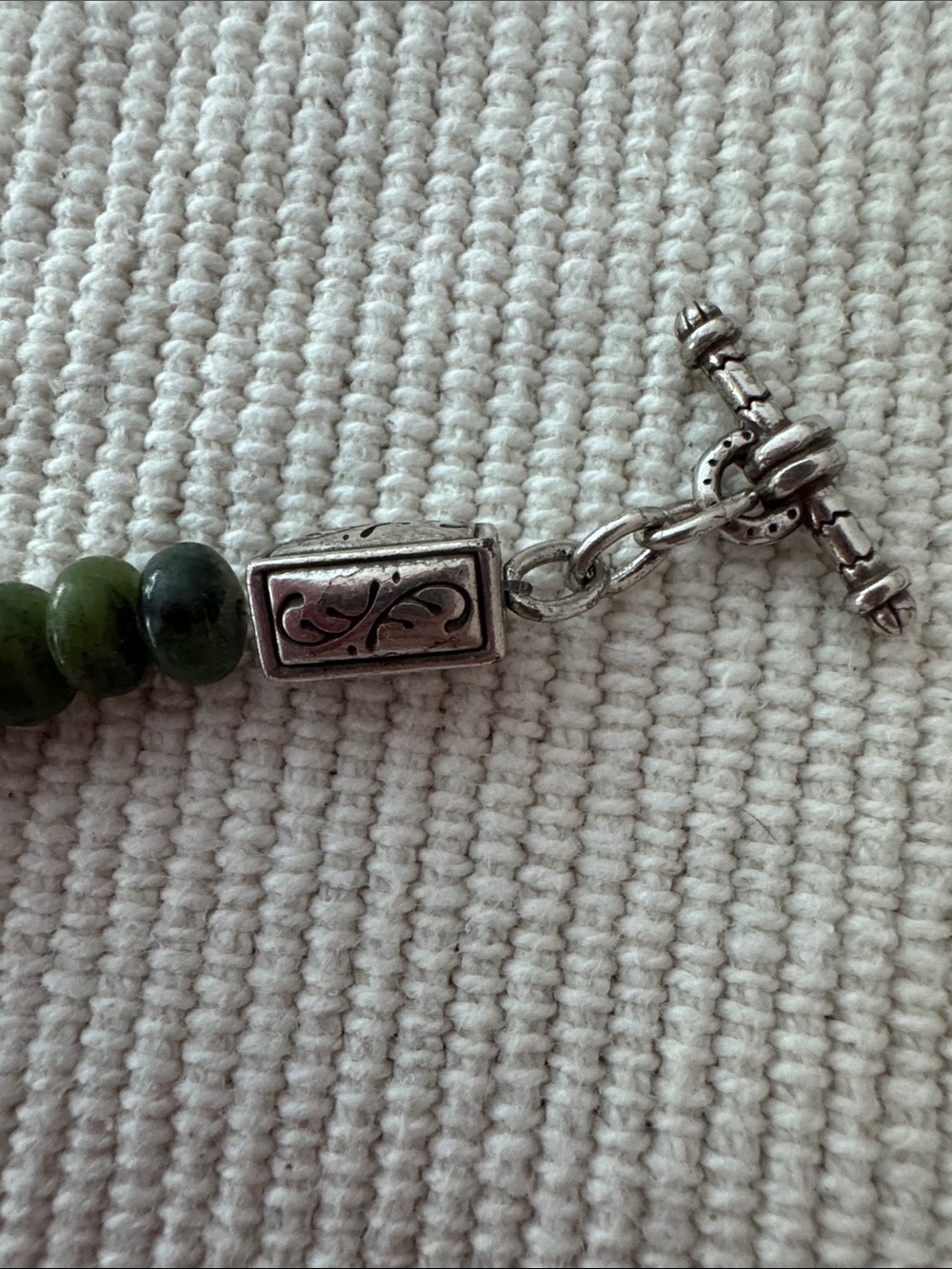 Green Beaded Silver-Accent Bracelet with Heart Charm - Picture 9 of 11